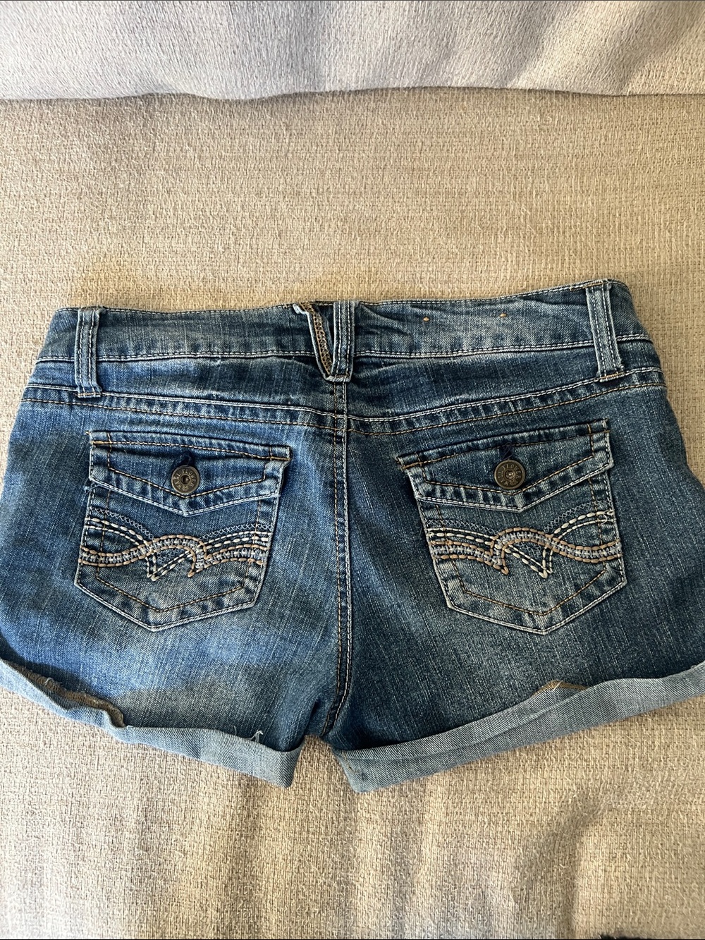 Wallflower Blue Denim Cuffed Shorts with Embroidered Back Pockets